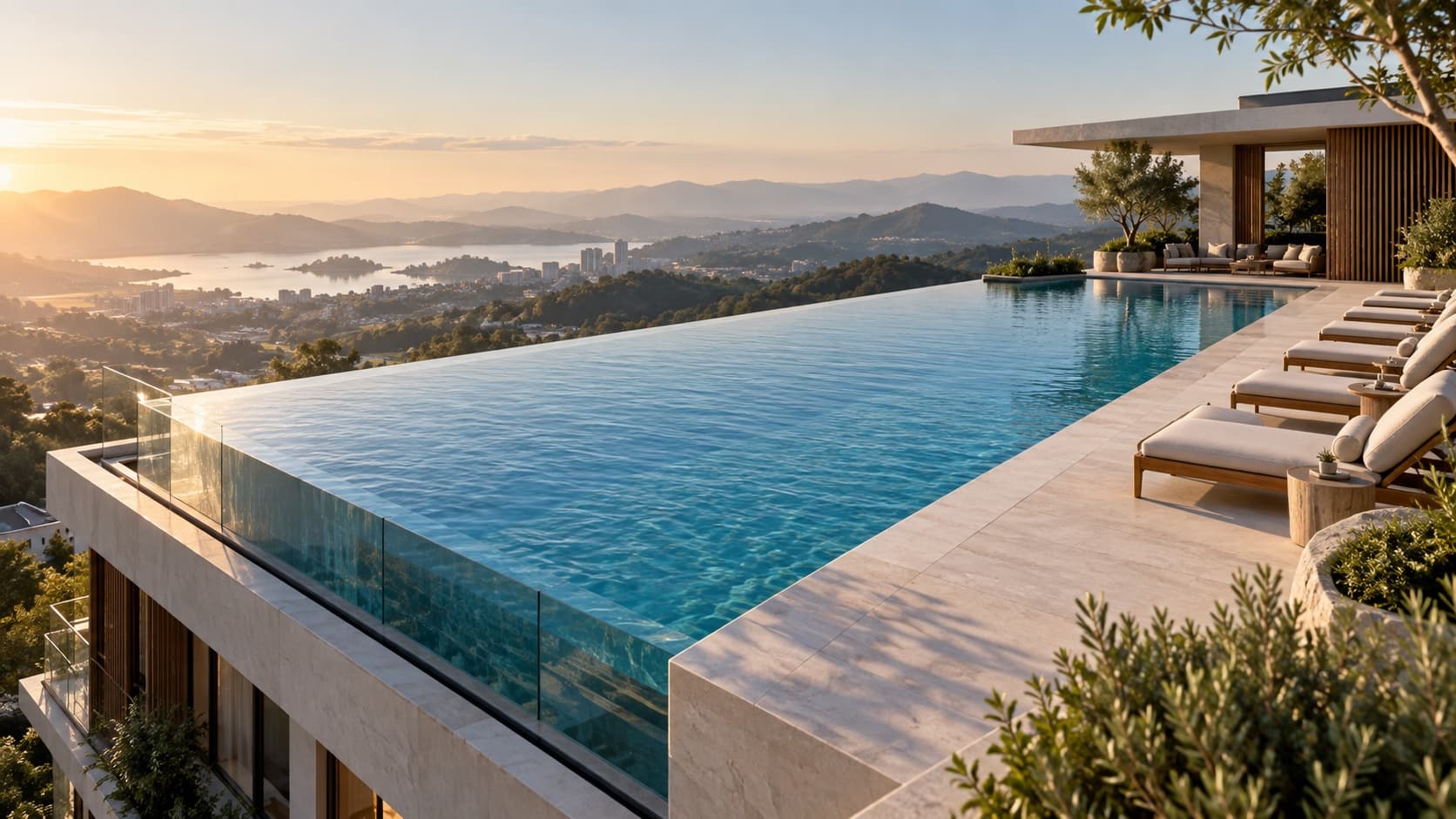 Lifestyle visualisation of a premium rooftop infinity pool