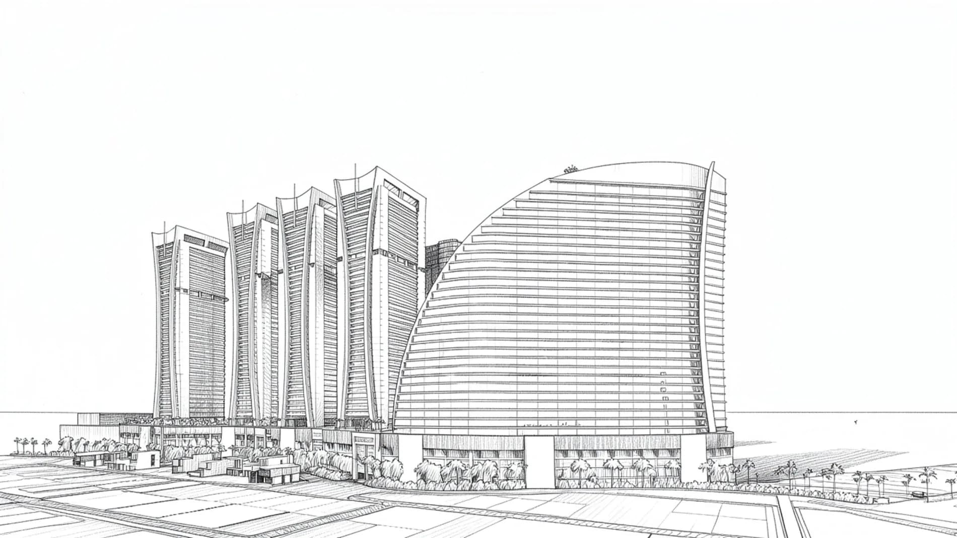 Architectural drawing and planning concept for a residential tower