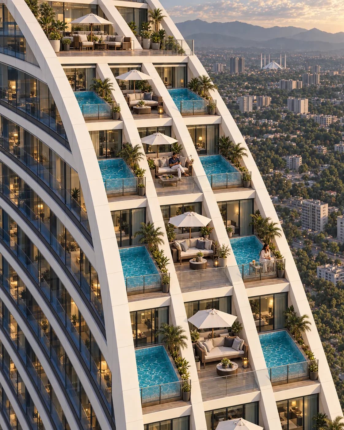 The private pools on the terrace residences — Goldcrest Breeze TP07A (developer's render)